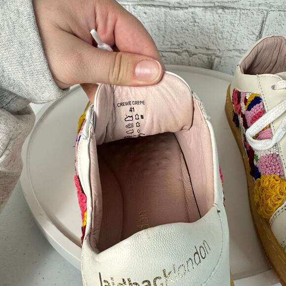 Embroidered White Flats with Multicolor Design - Picture 5 of 10